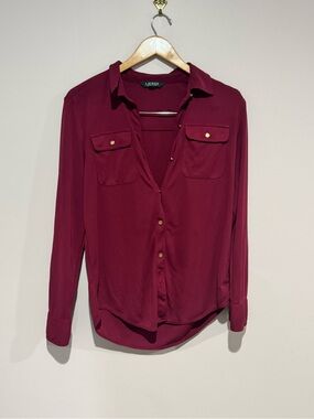 Lauren Ralph Lauren Burgandy Button Up Shirt LG